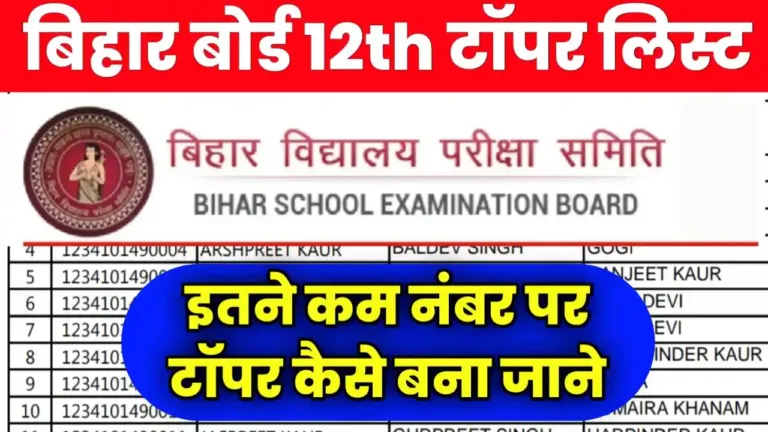 Bihar Board 12th Result 2024 Topper List